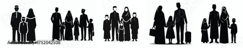 vector silhouette portrait of a Muslim family