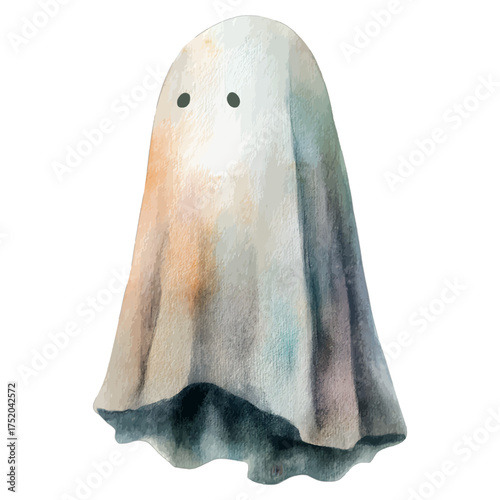 Watercolor Spooky Ghost with Ethereal Details
