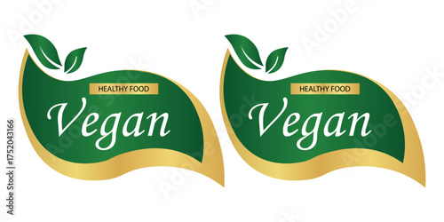 vegan food logo sticker label sign symbol modern design for product package Organic, bio, eco symbols healthy vegetarian fresh organic product