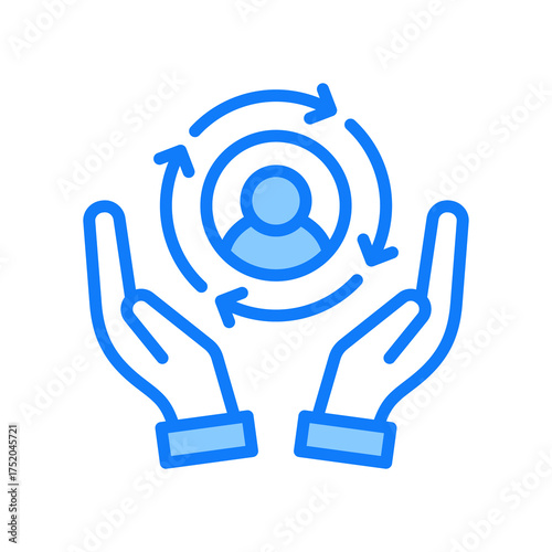 Customer Retention blue icon 