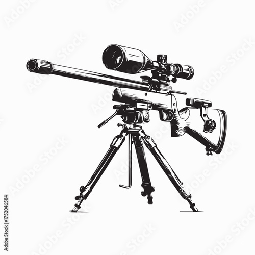 Air Rifle with Tripod Shooting Sports Equipment Vector Image