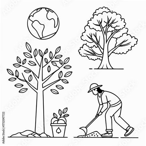 Nature Conservation and Environment Protection Vector Set