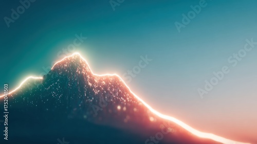 A stunning mountain silhouette glows softly against a colorful twilight sky as stars begin to appear, creating a peaceful evening scene.