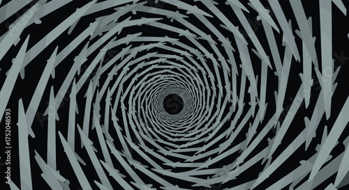 A mind bending vortex of sharp spikes spirals into a dark abyss.