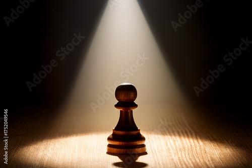 A spotlighted pawn symbolizing the emotional journey of self-discovery and quiet strength.
