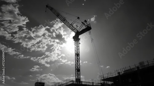 Construction Crane Black and White