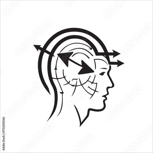 Abstract Human Thought Icon Minimalist Vector Illustration for Psychology or Business Concept