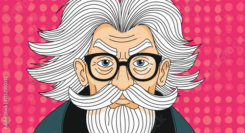 The wise old professor with flowing white hair and a distinguished mustache and beard.