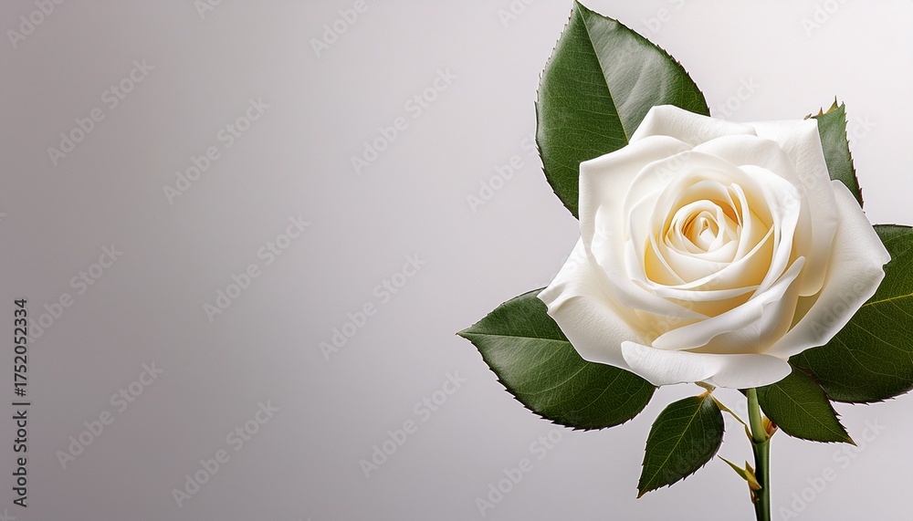 Fototapeta premium single white rose isolated background