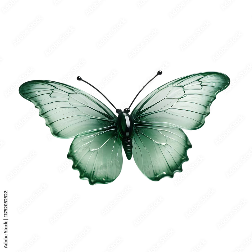 Fototapeta premium Ethereal mint green butterfly with intricate wing patterns