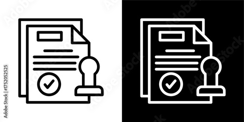 Stamp Document  Icon Of Flat Black And White Style Vector 