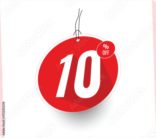 Ten percent off price tag in red circle
