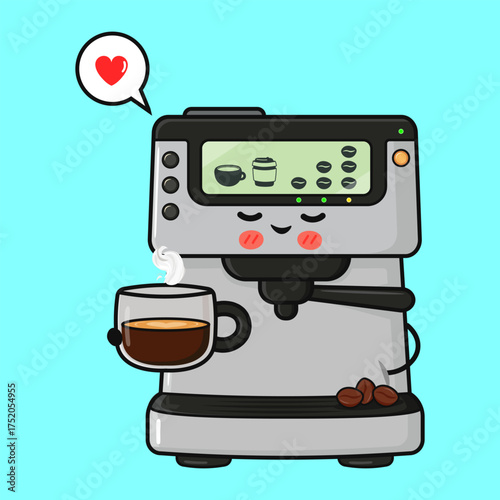 Cute coffee machine with heart loving coffee