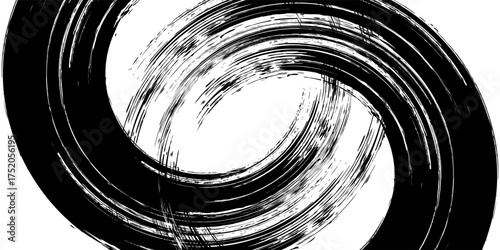 Black mascara circular texture, brush stroke isolated on white background. vector illustration eps10