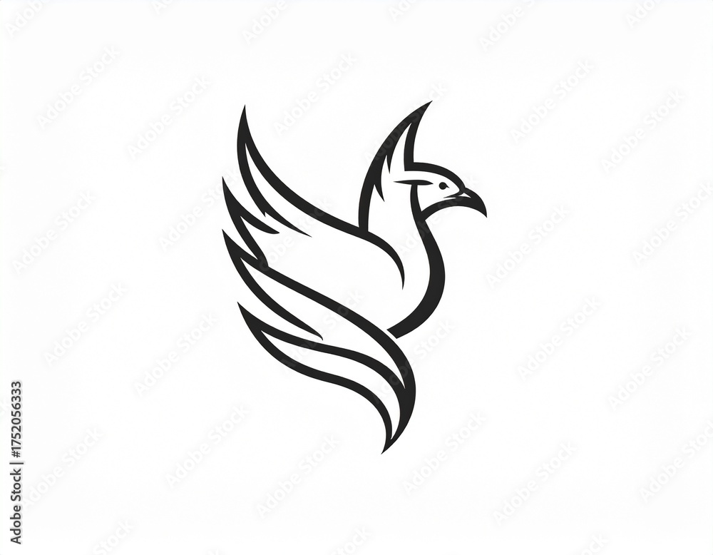 Fototapeta premium Elegant Dove Emblem: A sleek, modern emblem of a dove in flight, rendered with graceful lines, signifying peace, freedom, and hope. The minimalist design evokes a sense of serenity.
