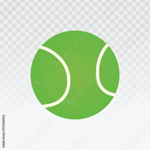 Bright green tennis ball vector icon with clean white seams in a flat, modern style. Perfect for sports branding, recreation events, athletic training, fitness apps, and summer game promotions.