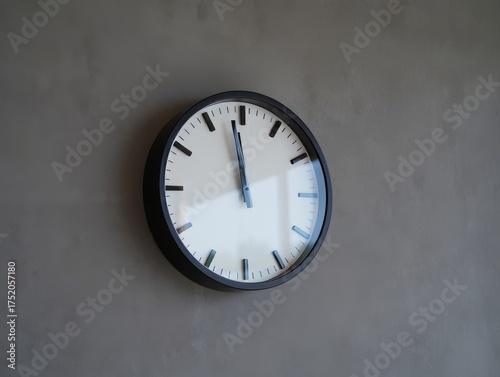 Wallpaper Mural A circular analog clock displays the current time on a textured wall surface Torontodigital.ca