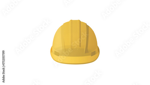 Yellow Construction Hard Hat, Safety Helmet Isolated (Front View)