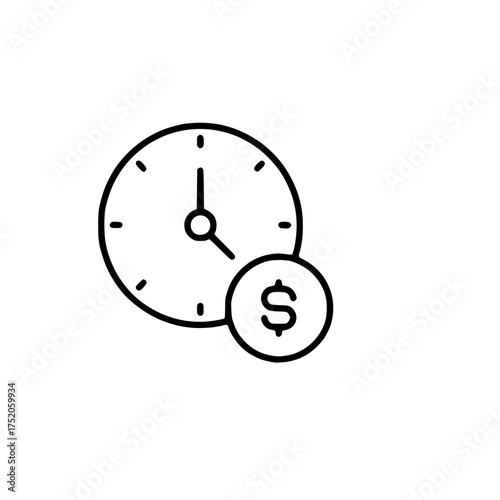 Time is Money Icon Clock with Dollar Sign Represents Value of Time