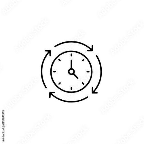 Time Cycle Icon Circular Flow of Time with Clock and Arrows Illustrating Time Management
