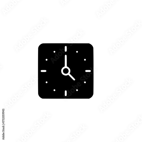 Modern Timepiece Graphic Design Element – Square Clock Icon for Digital UI and UX Projects, Business Schedules, and Deadline Management Vector Art