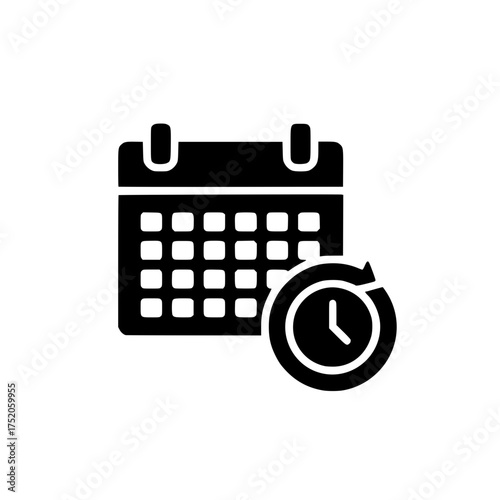 Calendar and Clock Icon symbolizing scheduling, appointments, and time management concept illustration