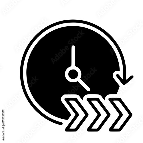 Time Management Icon Efficiency, Punctuality, Scheduling, Deadline, Clock Symbol for Design