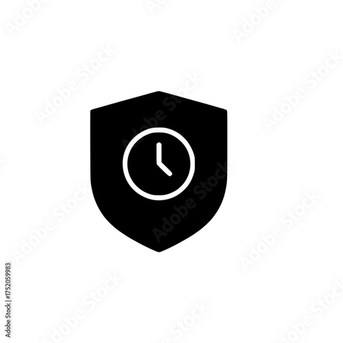Shield and clock icon symbolizing time management, security, and data protection, a versatile graphic element for digital interfaces and conceptual design