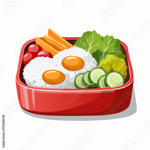 Healthy Bento Box: A vibrant and appetizing bento box overflows with a colorful array of fresh, healthy ingredients. showcasing a delicious and balanced meal for any occasion.