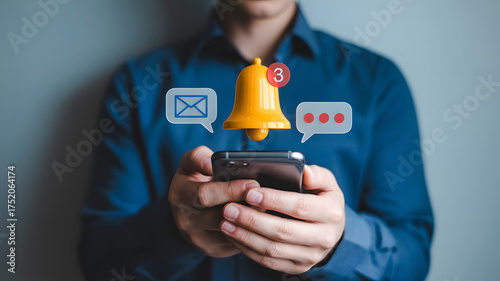 Stay connected and informed with instant notifications and messages appearing digitally above a person's smartphone, symbolizing communication.