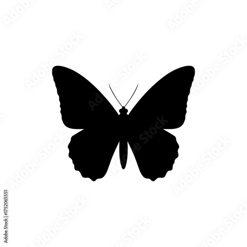 Monarch butterfly silhouette vector flat illustration design.