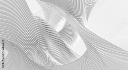 Abstract White Swirls and Waves of Light and Shadow.