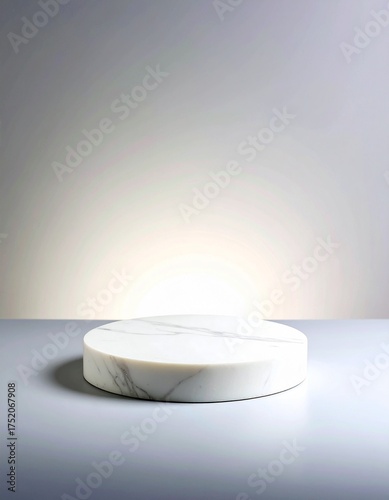Elegant white marble display pedestal ready for product showcases and luxury brand presentations