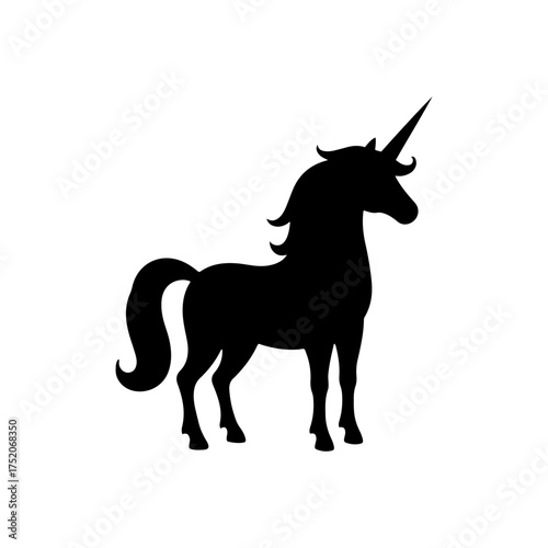 Cute unicorn silhouette icon vector flat design.