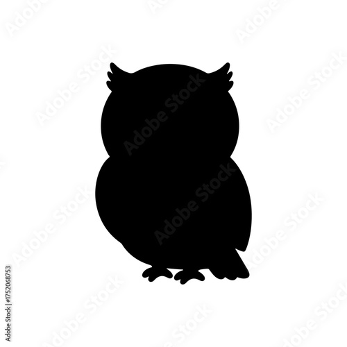 Cute owl silhouette icon vector flat design.