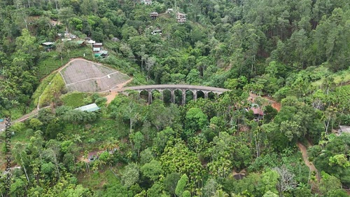 Nine Arches Bridge in Ella Sri Lanka surrounded by lush tropical jungle