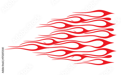 Fiery Velocity: A vibrant display of stylized red flames dances across the frame, symbolizing speed, energy, and dynamic motion, with an artistic depiction of blazing fire and power.