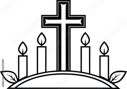 All Saints Day Illustration. Christian Holiday Design. Religious Celebration Artwork. Holy Day Illustration. Candle and Cross Design. Spiritual Holiday Artwork. Faith and Remembrance Illustration