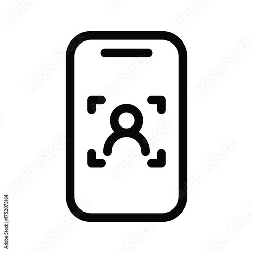 Face identification on mobile phone outline icon vector design good for web or mobile app