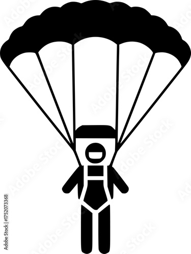 black and white vector illustration of a parachutist