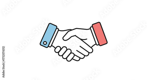 Handshake icon vector. Business partnership agreement. Concept of a successful deal, cooperation, teamwork, and trust. Corporate collaboration, unity, and contract sign.