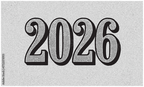 vintage happy new year 2026 typography