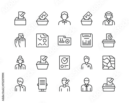 Collection of hand drawn election and voting icons representing democracy and civic duty