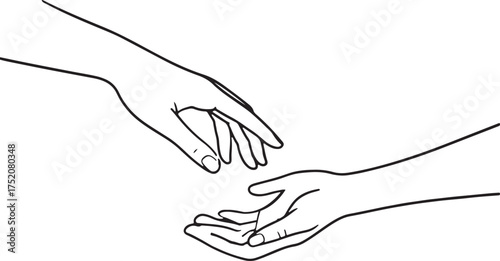 Minimalist Line Art of Two Hands Reaching