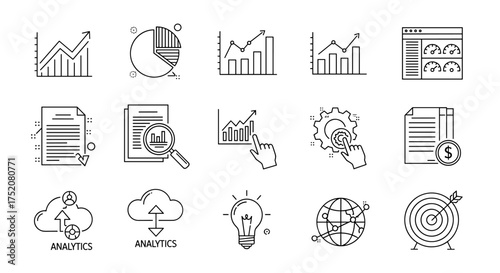 Shopping and ecommerce line icon set. Retail business and online store symbols. Includes cart, sale, delivery, payment, gift, and support. Vector graphic for web and apps.