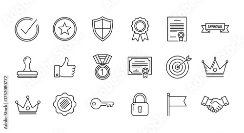 Big set of food and drink line icons. Vector collection of fruit, vegetables, fast food, desserts, meat, dairy and beverage symbols. Isolated graphic elements for menu or web design.