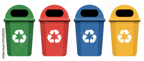 colored recycling bins waste sorting illustration