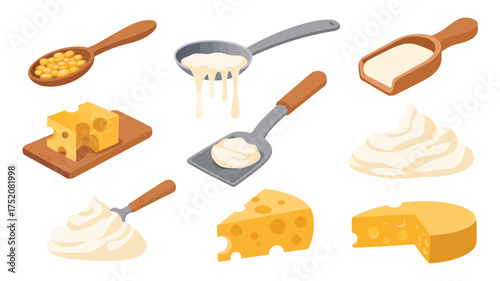 Collection of dairy products and ingredients for baking and cooking