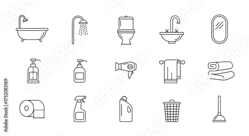 Big data analytics & business intelligence icon set. Vector line icons for seo, marketing, finance, statistics. Infographic elements, chart, graph, target, cloud, server.