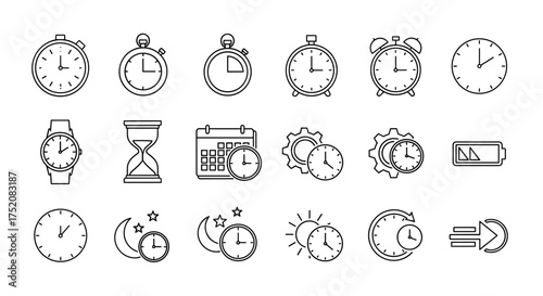 Minimalist geometric shapes set. Modern line art icons collection. Star, flower, and abstract forms. Simple black and white vector graphic elements for design projects.